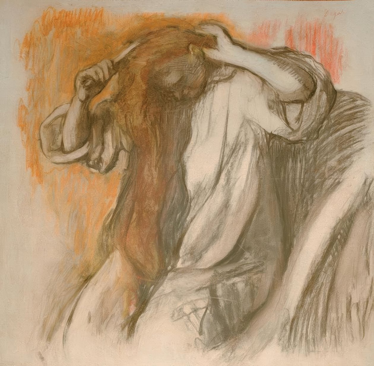 Kvinde reder sit hår af Edgar Degas
