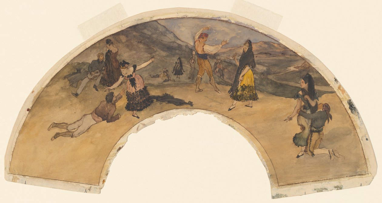 Spanske dansere og musikere, 1868-1869 (wc og pen og sort blæk på vævet papir) af Edgar Degas