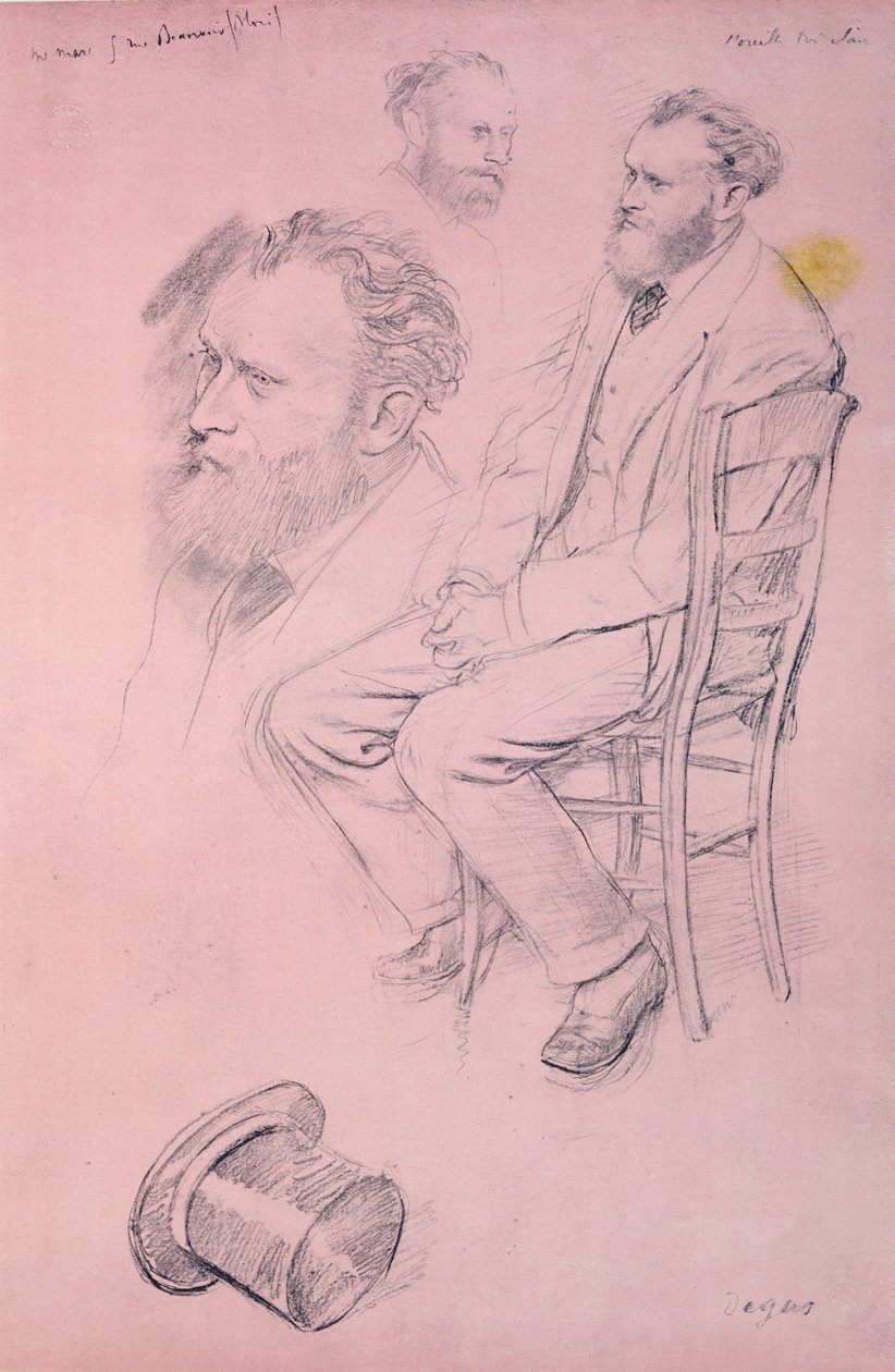 Studie til et portræt af Edouard Manet (1832-1883) 1864-66 (blyant på tonet papir) af Edgar Degas