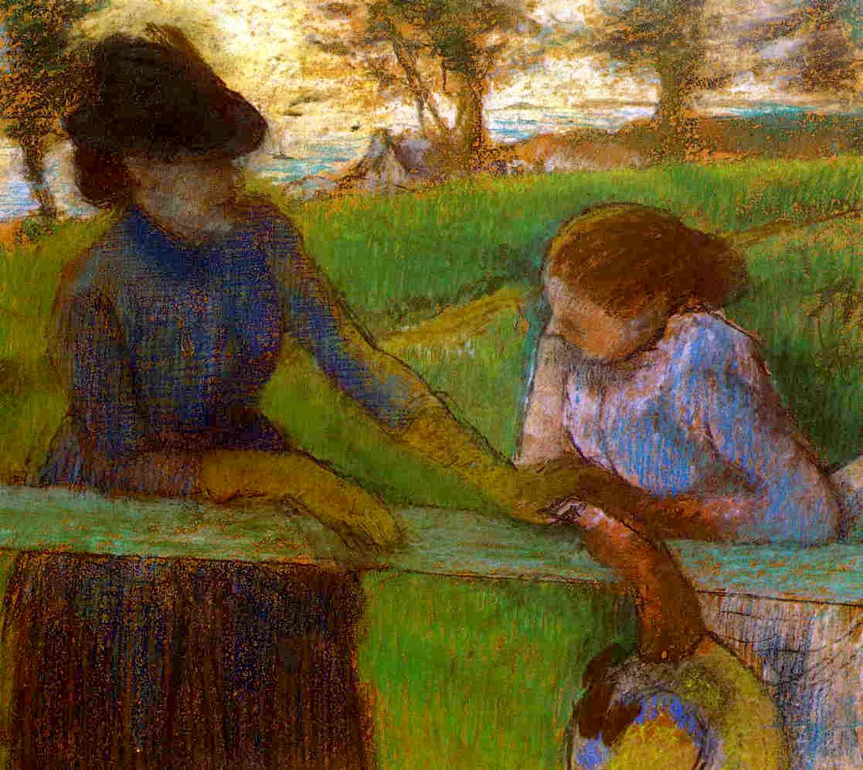 Samtalen, ca. 1889 (pastel på papir) af Edgar Degas