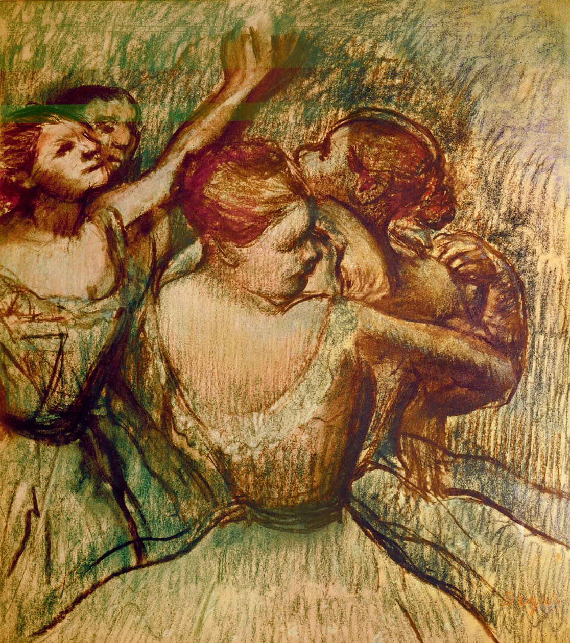 The Green Dancers (pastel på papir) af Edgar Degas