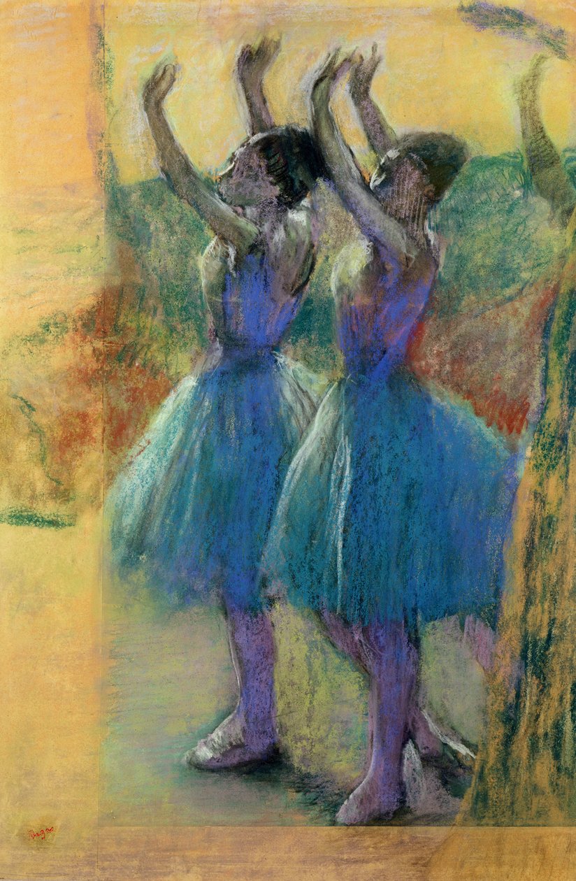 Two Blue Dancers (pastel på papir) af Edgar Degas