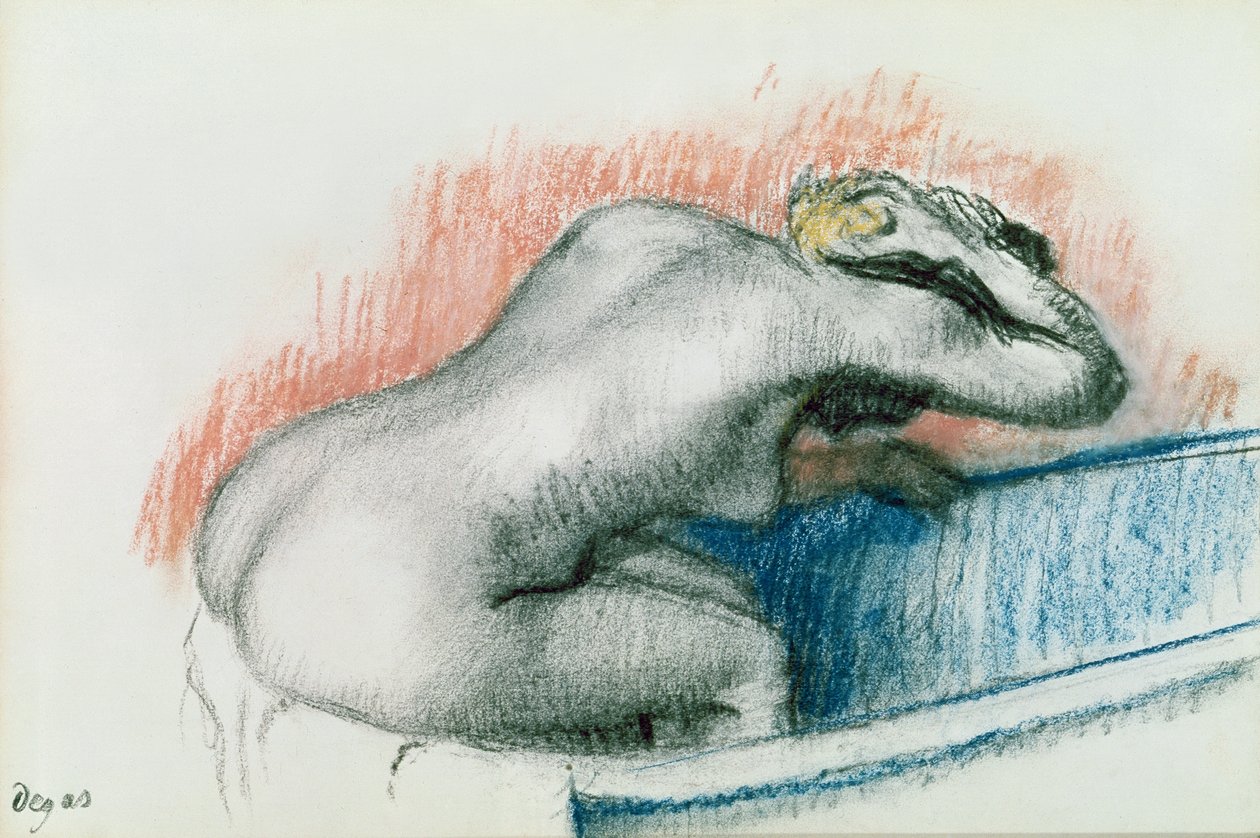 Kvinde i badet, ca. 1892 (pastel på kort) af Edgar Degas
