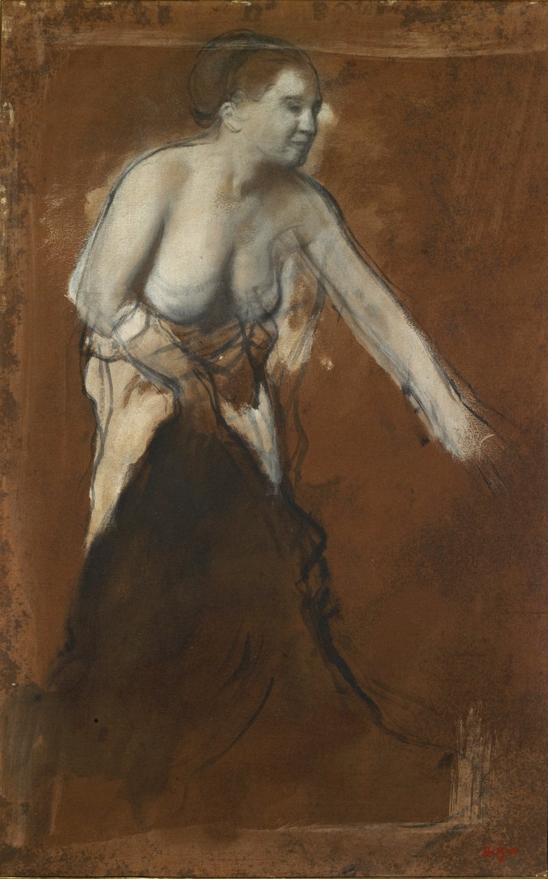 Kvinde vasker sig, ca. 1866-68 (olie på pap) af Edgar Degas