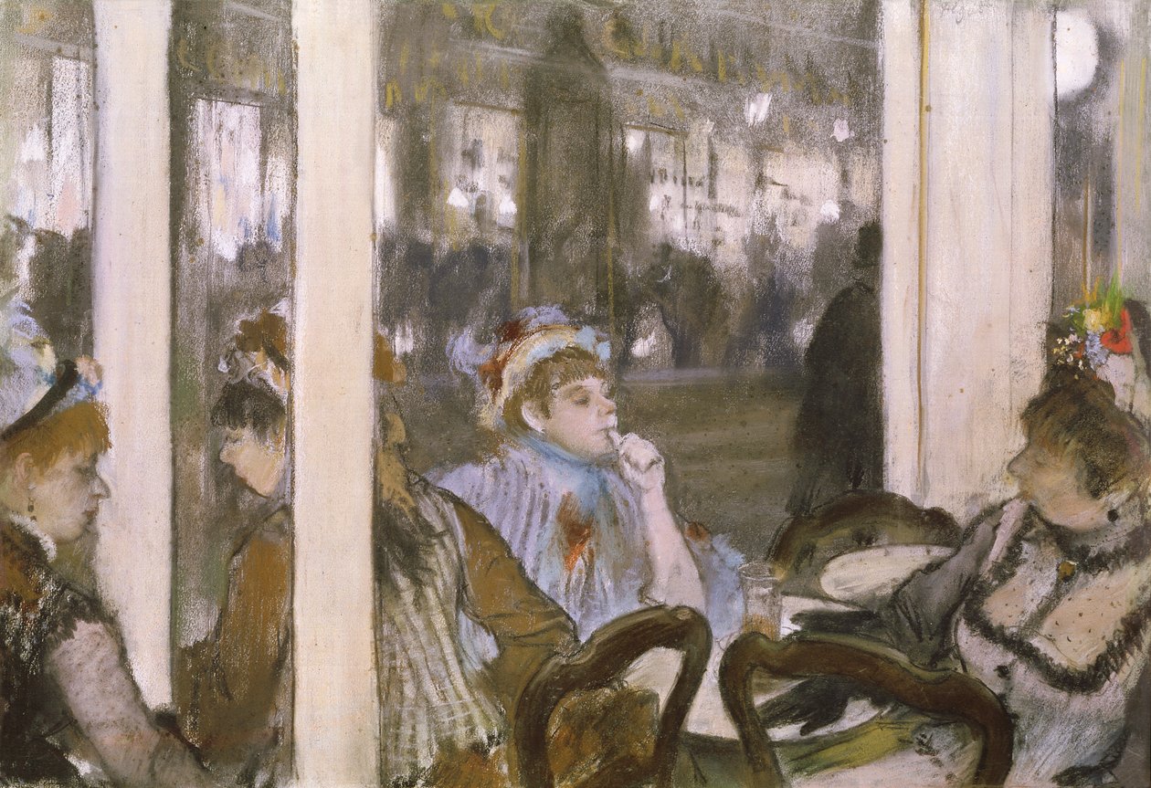 Kvinder på en caféterrasse, 1877 (pastel på monotypi) af Edgar Degas