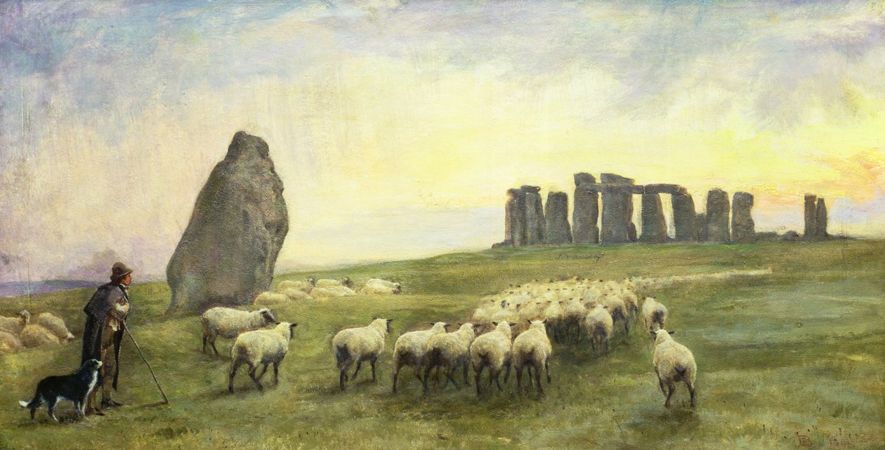 Returning Home, Stonehenge, Wiltshire, 1891 af Edgar Barclay