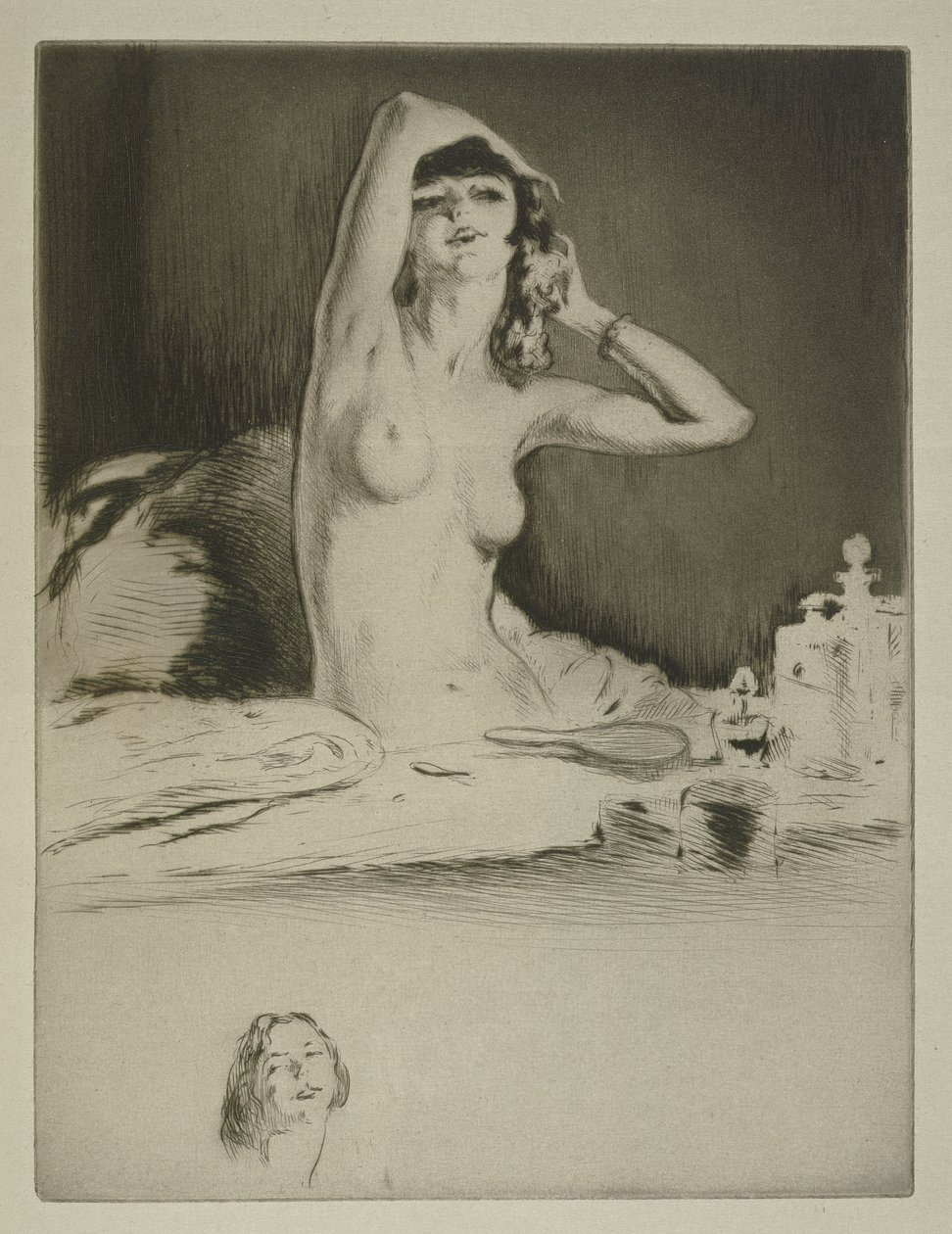En kvinde ved hendes toilet, illustration til 