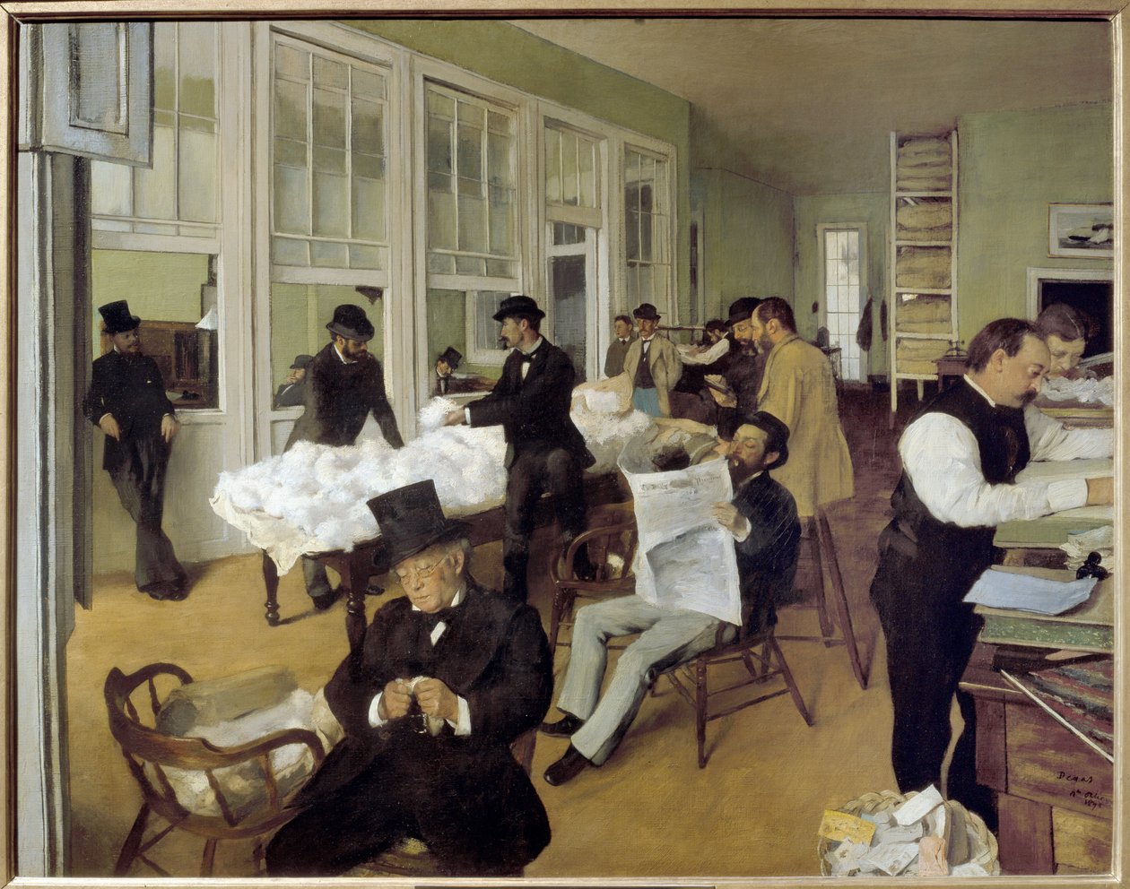 Et bomuldskontor i New Orleans (eller interiør i et kontor for bomuldskøbere i New Orleans) (olie på lærred) af Edgar Degas