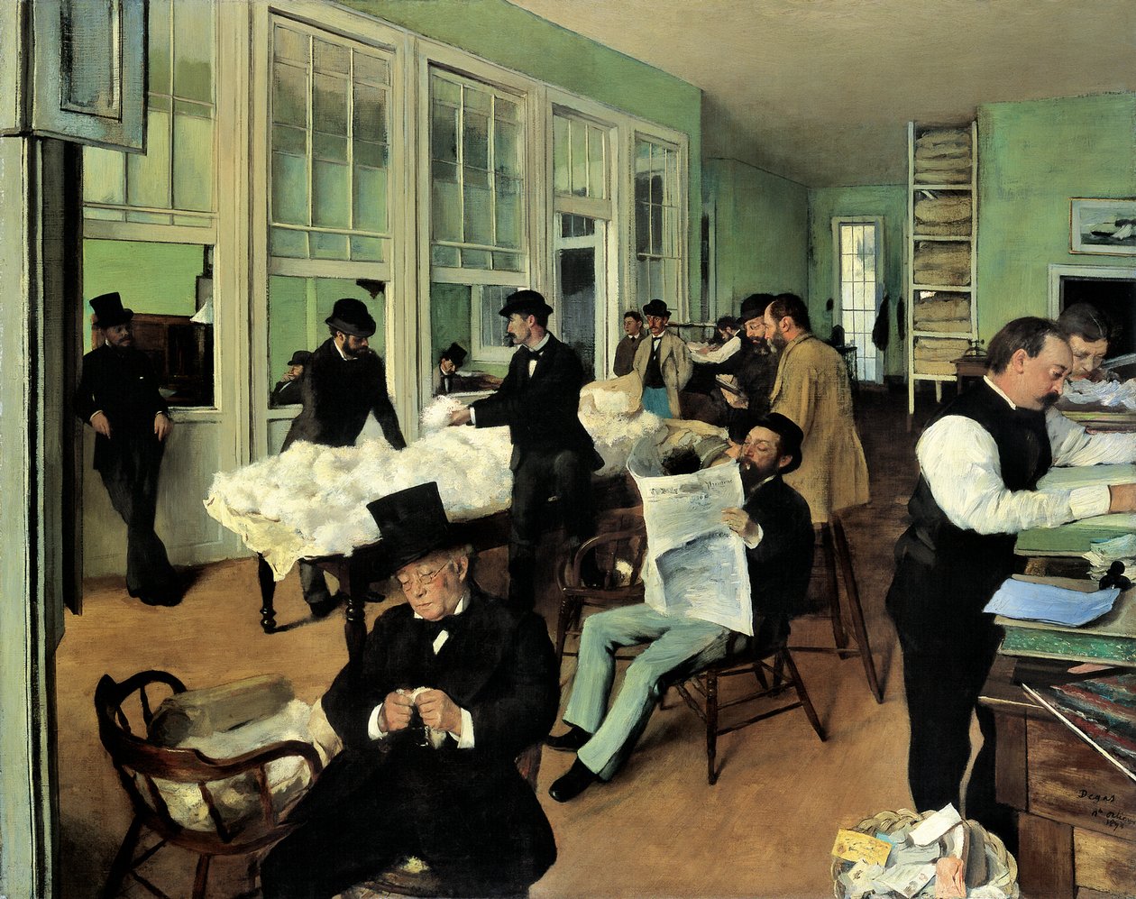 Et bomuldskontor i New Orleans Bomuldskontoret i New Orleans, 1873 af Edgar Degas