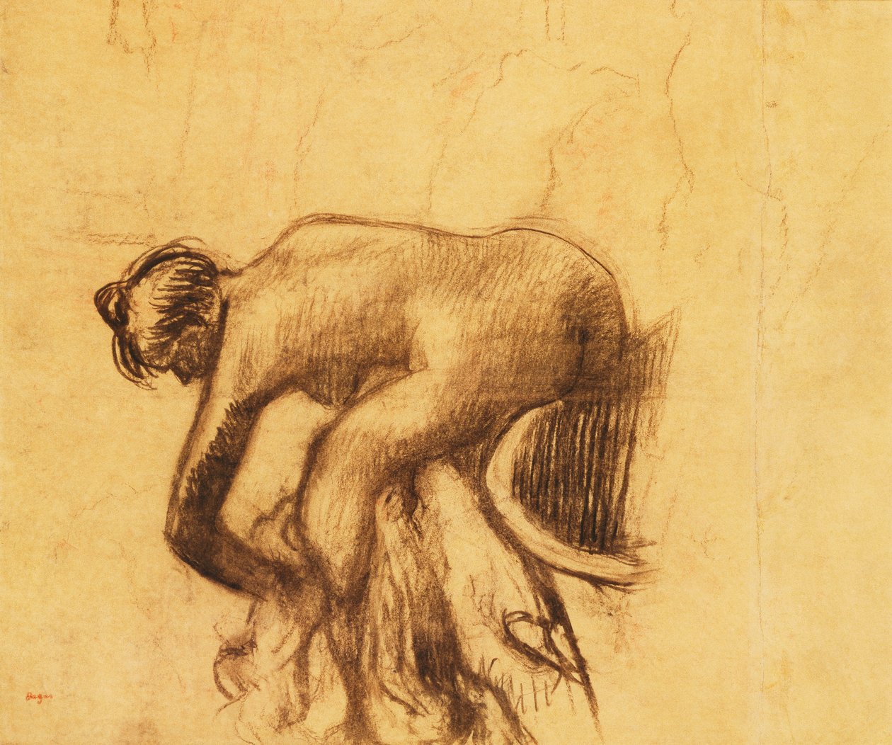 Efter badet, kvinde tørrer sig, 1890