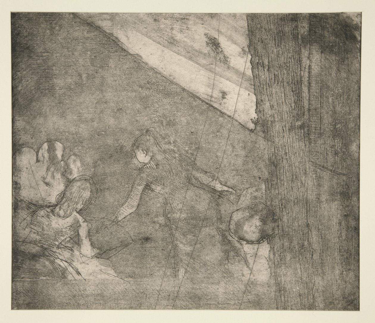 Hos ambassadørerne, ca. 1877 (ætsning, akvatinte og tørnål) af Edgar Degas