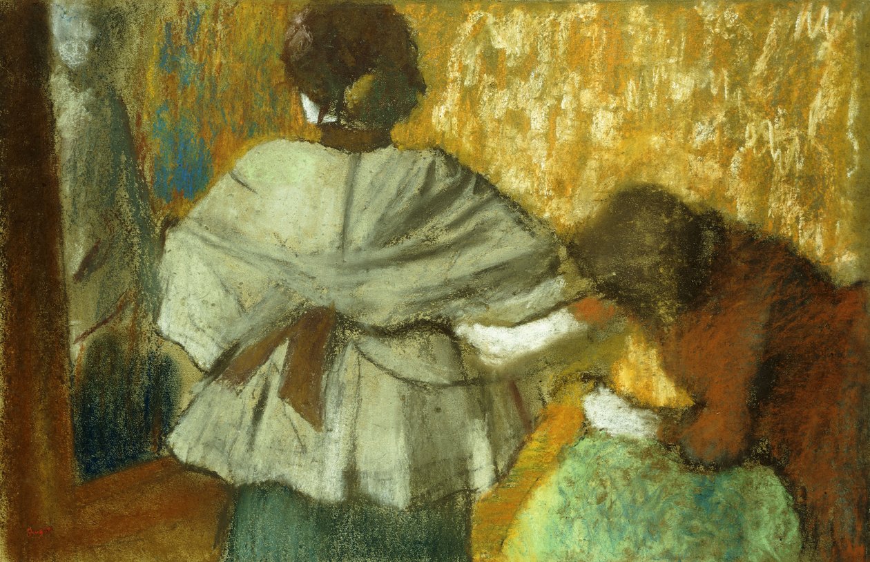 Hos Syerske, Beslaget; Hos Syerske, Fitting, 1882 af Edgar Degas