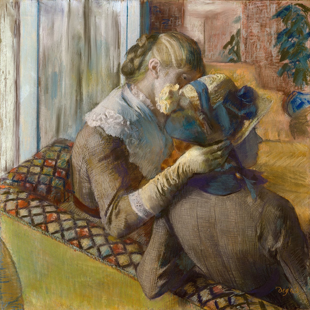 Hos fashionisten. En klient prøver en hat af Edgar Degas
