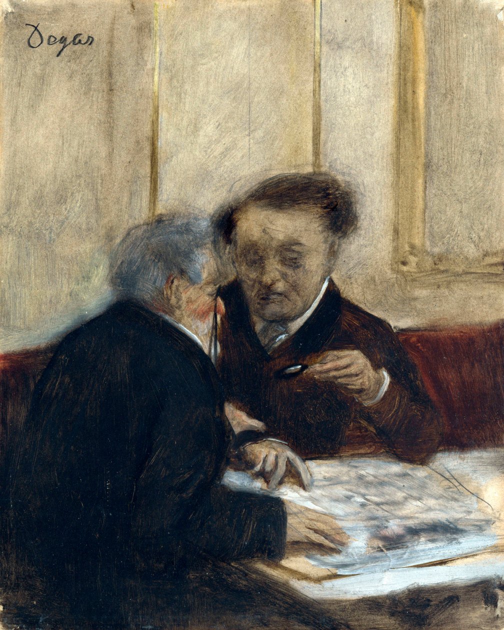 ""At the Cafe Chateaudun"" Maleri af Edgar Degas (1834-1917) ca. 1870 Dim 23,7x19 cm London National Gallery af Edgar Degas