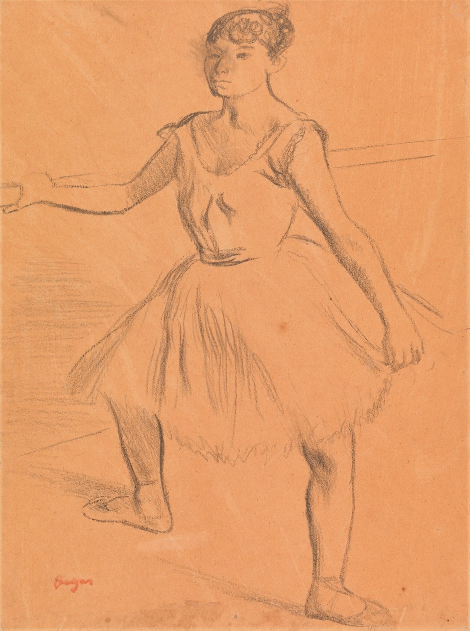 Ballerina står ved en bar af Edgar Degas