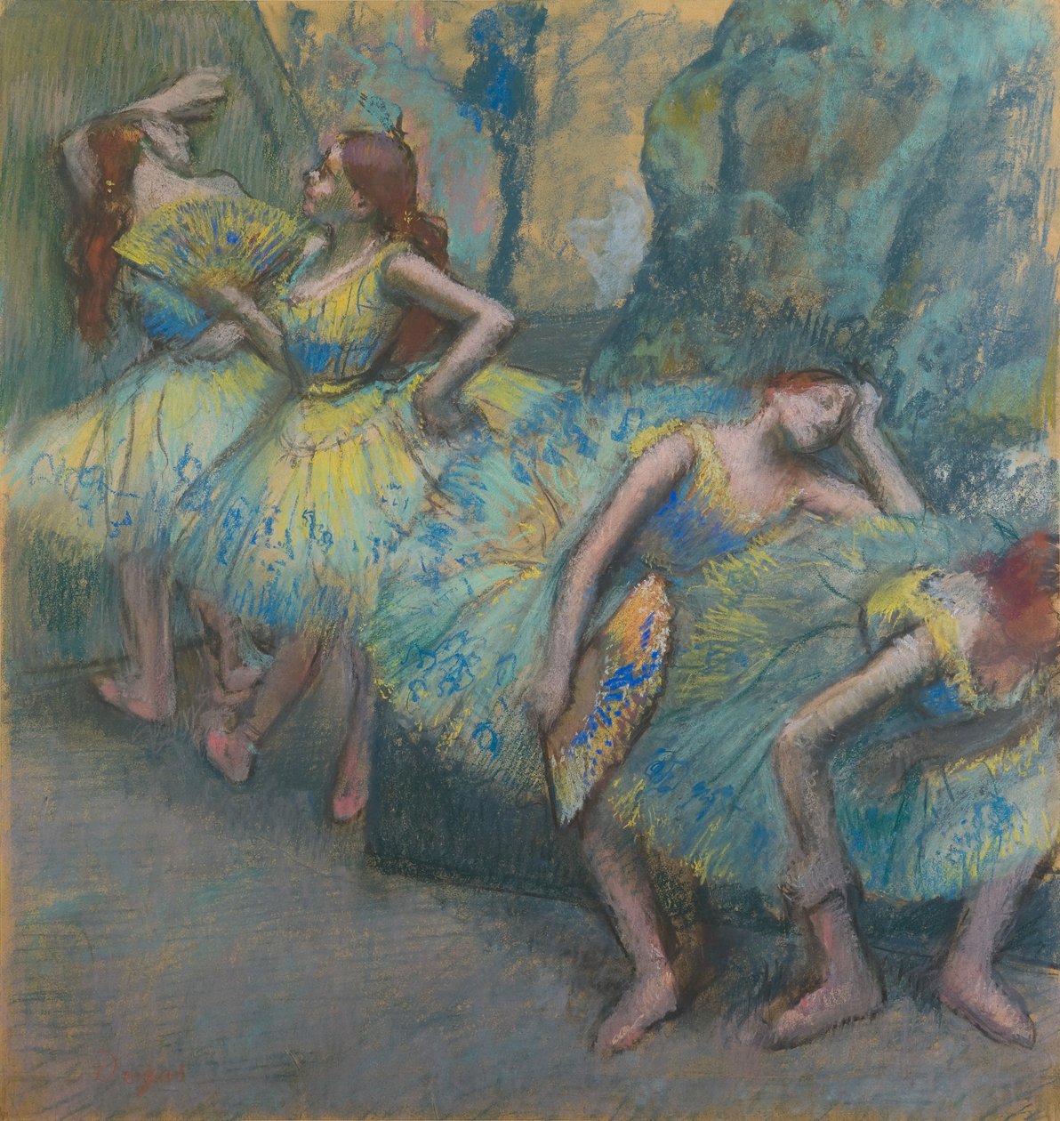 Balletdansere i vingerne, ca. 1890-1900 (pastel på papir) af Edgar Degas