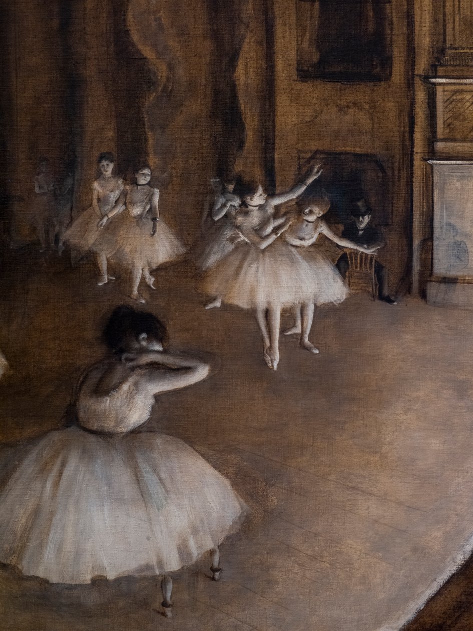 Balletgentagelse på scenen (detalje). 1874. Olie på lærred. af Edgar Degas