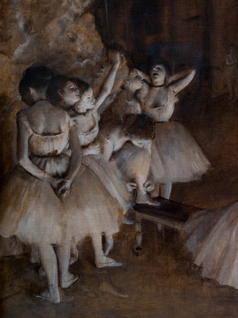 Balletgentagelse på scenen (detalje). 1874. Olie på lærred. af Edgar Degas