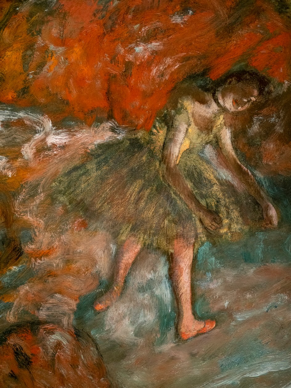 Balletscene (detalje). Omkring 1890. Olie på papir, lamineret på panel. af Edgar Degas