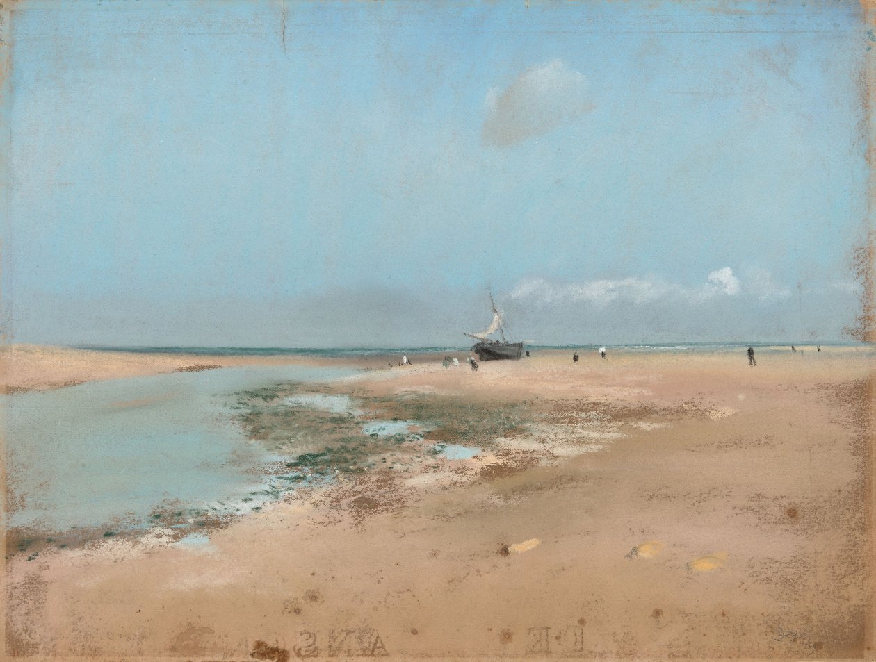 Strand ved lavvande (flodens munding) af Edgar Degas
