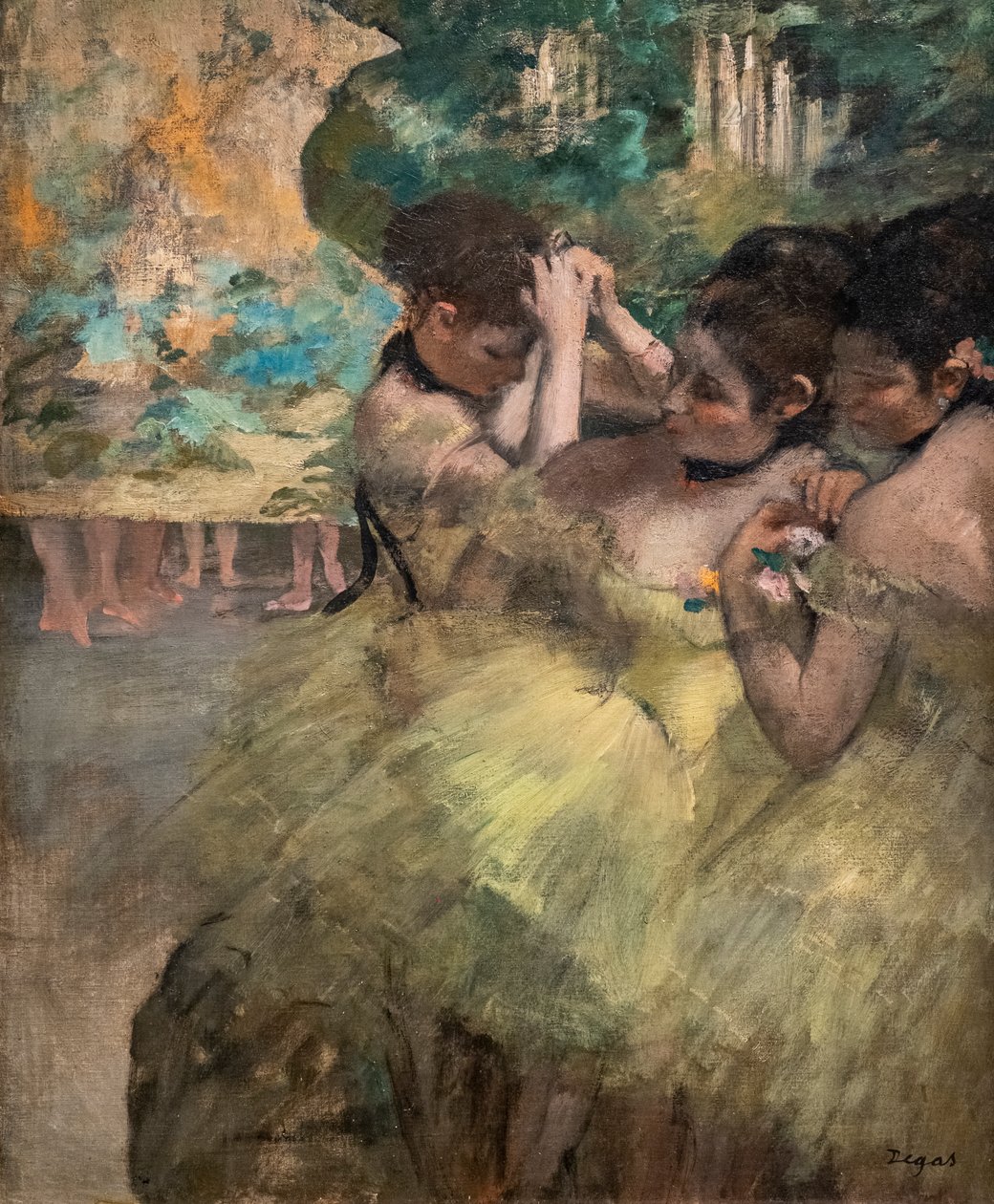 Bag kulisserne (også kendt som "Gule dansere"). 1874-1876. Olie på lærred. af Edgar Degas