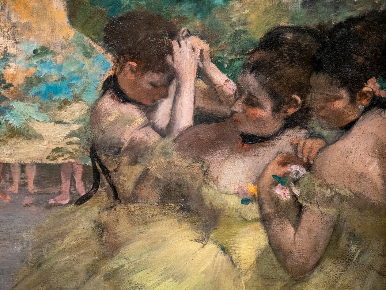 Bag kulisserne (detaljer) (også kendt som "Gule dansere"). 1874-1876. Olie på lærred. af Edgar Degas