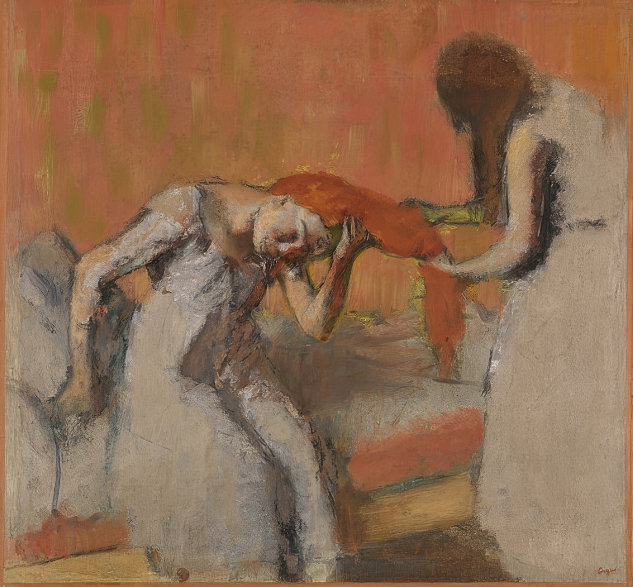 Ved kæmning (la coiffure). 1892-95 af Edgar Degas