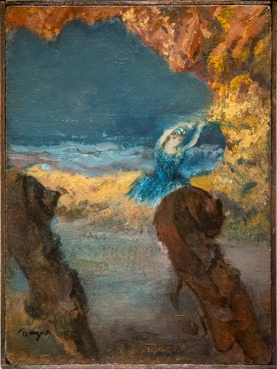 Blå danser og kontrabas. 1891. Olie på træ af Edgar Degas