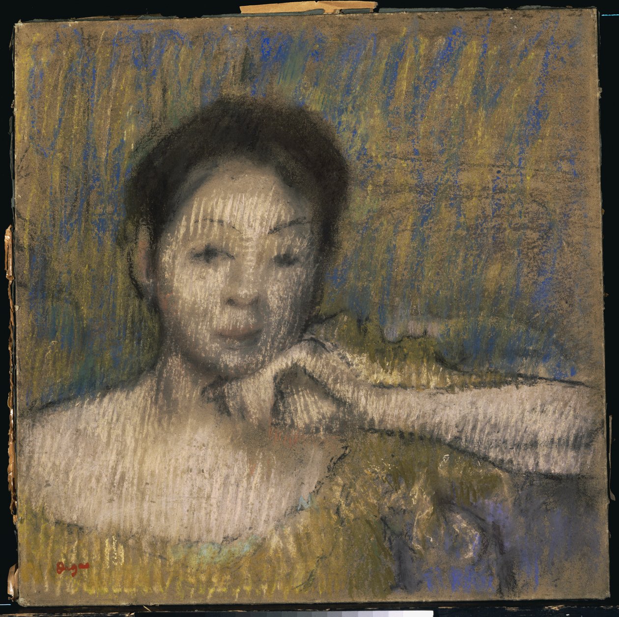 Buste af en kvinde med venstre hånd på hagen, ca. 1895-98 af Edgar Degas