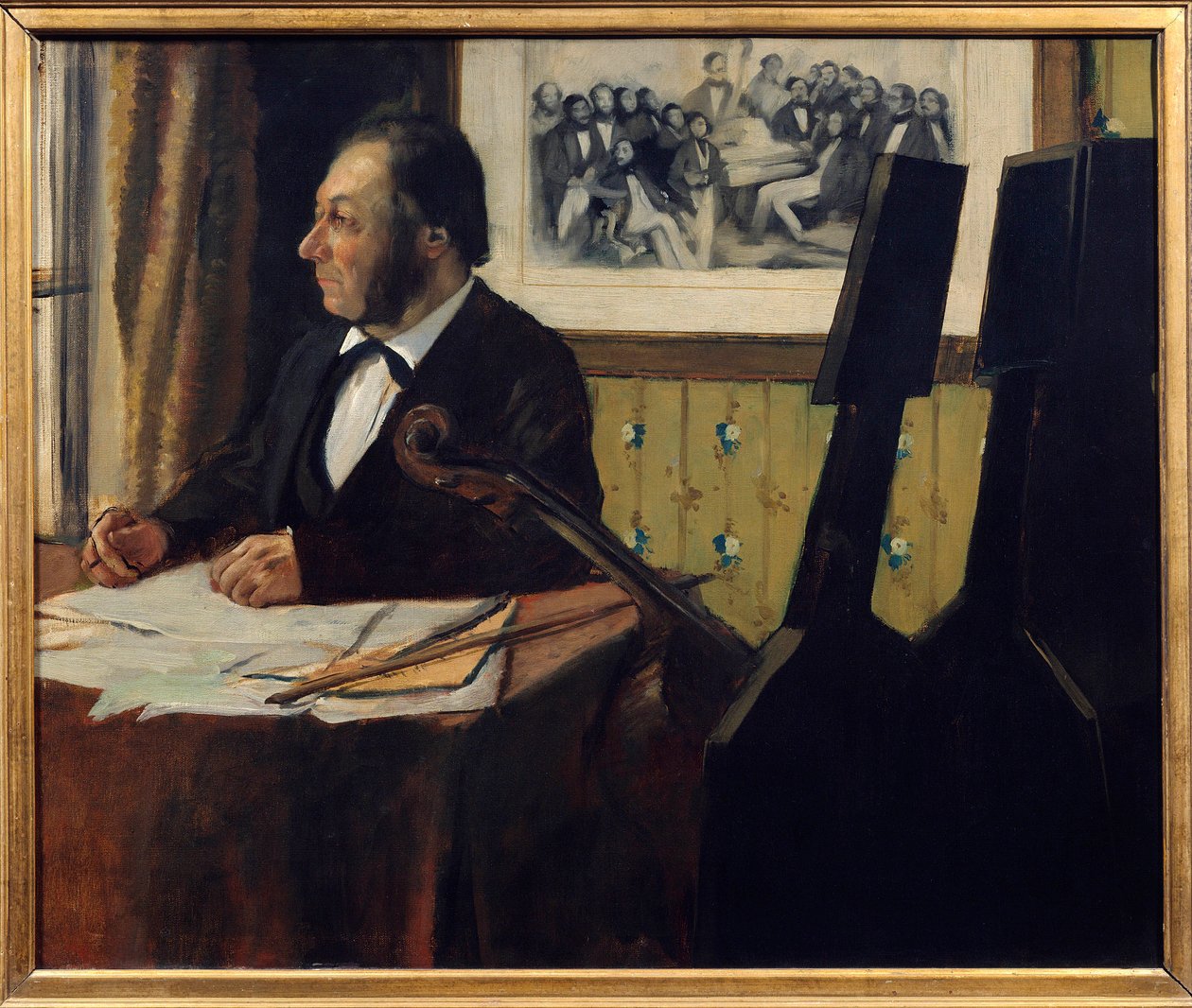 Cellist Pilet, Louis Marie Pilet (1815-1877). Maleri af Edgar Degas (1834-1917) 1869 søn. 0,50 x 0,61 m Paris. Musee d
