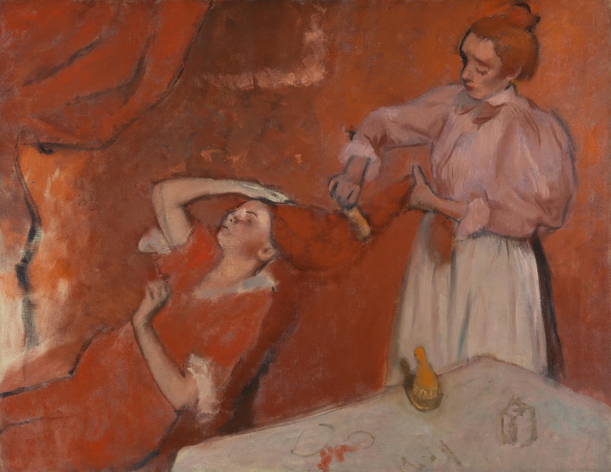Combing the Hair (La Coiffure), ca. 1896 (olie på lærred) af Edgar Degas