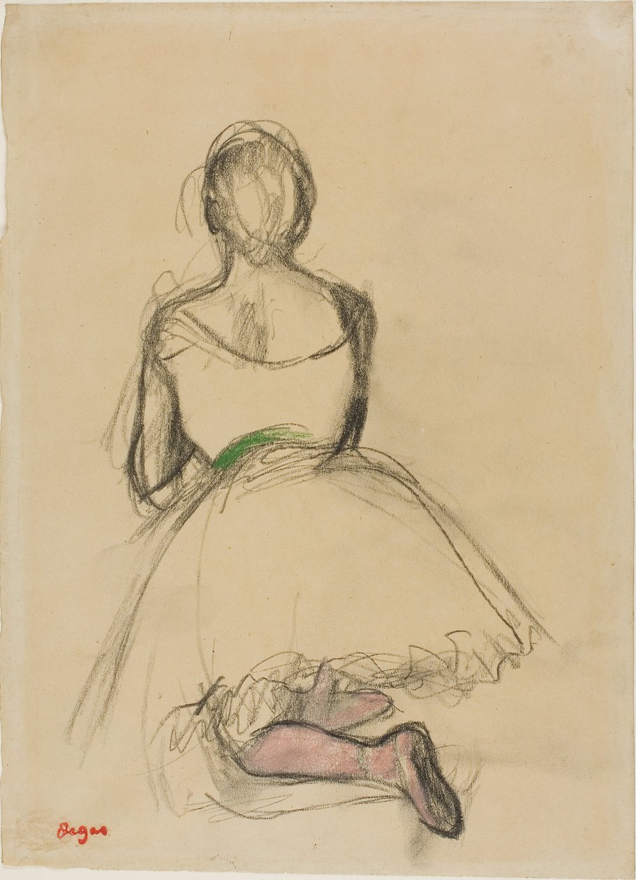 Knælende danser, set bagfra af Edgar Degas
