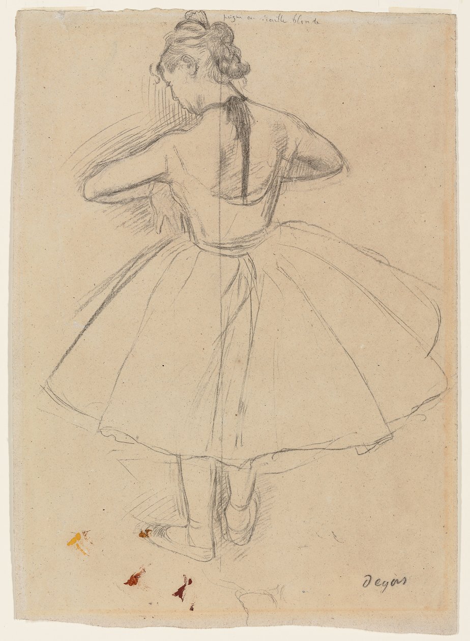 Danser stående, set bagfra; Stående danser, set bagfra, 1872-1873 af Edgar Degas