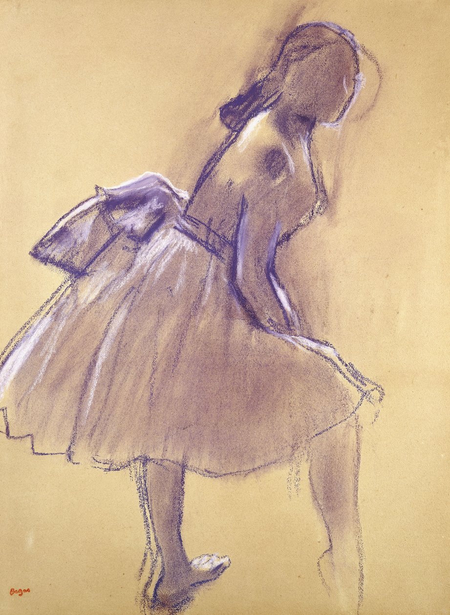 Danser stående, i profil; Stående danser, i profil, c.1880 af Edgar Degas