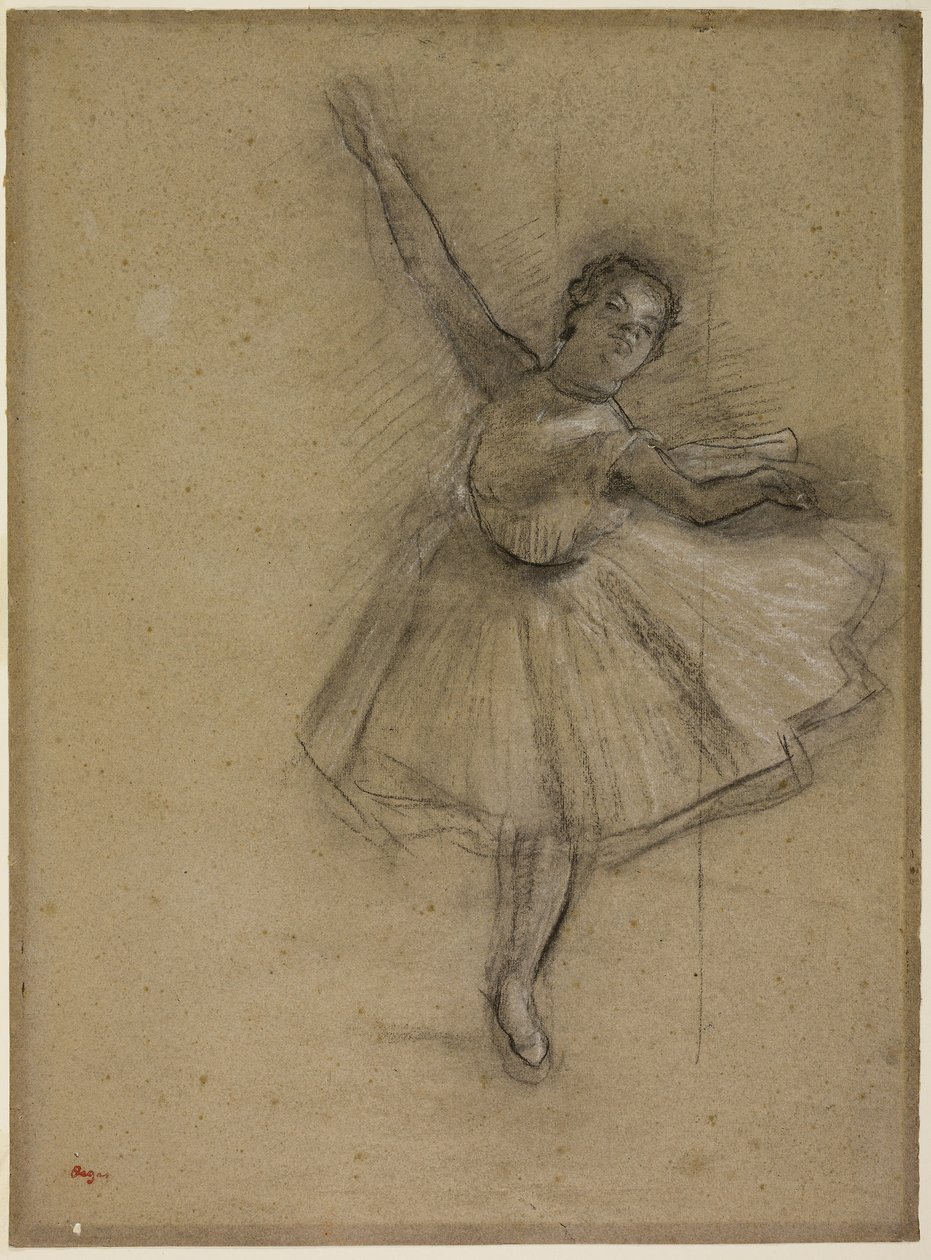 Dancer Turning, ca. 1876 (kul og kridt på papir) af Edgar Degas