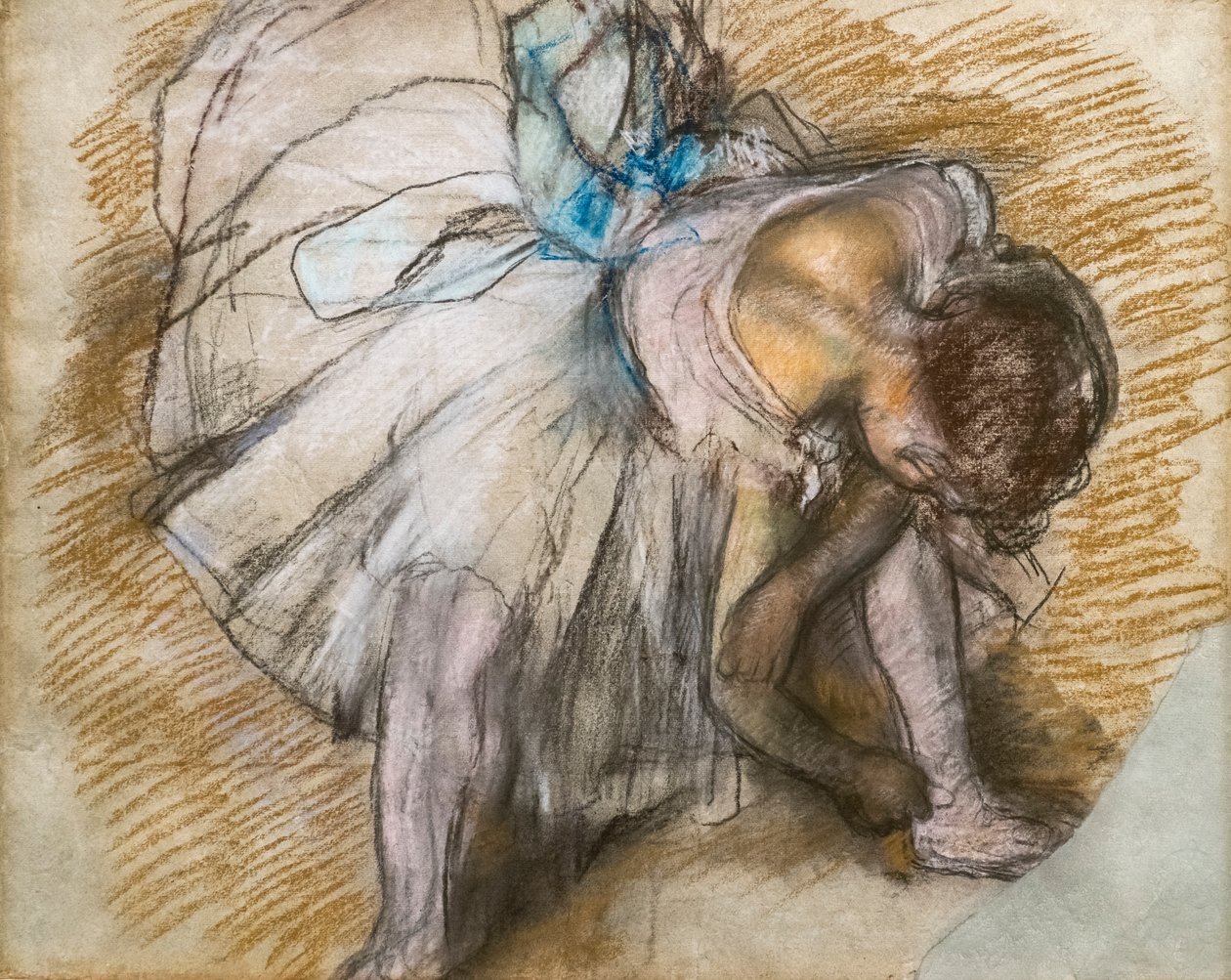 Danser justerer sin sko. 1885. Pastel på papir. af Edgar Degas