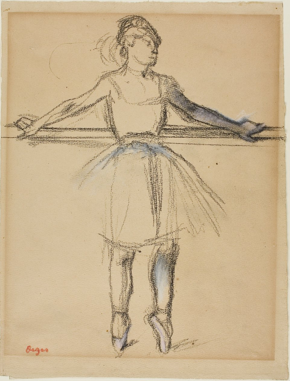 Dancer at the Bar (on Point), ca. 1885 (kul med pastel og estompe på solbrunt lagt papir) af Edgar Degas