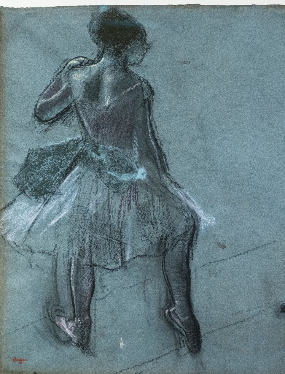 Danser fra ryg- og trefodsstudier (detalje). Omkring 1878. Kul og pastel på papir af Edgar Degas