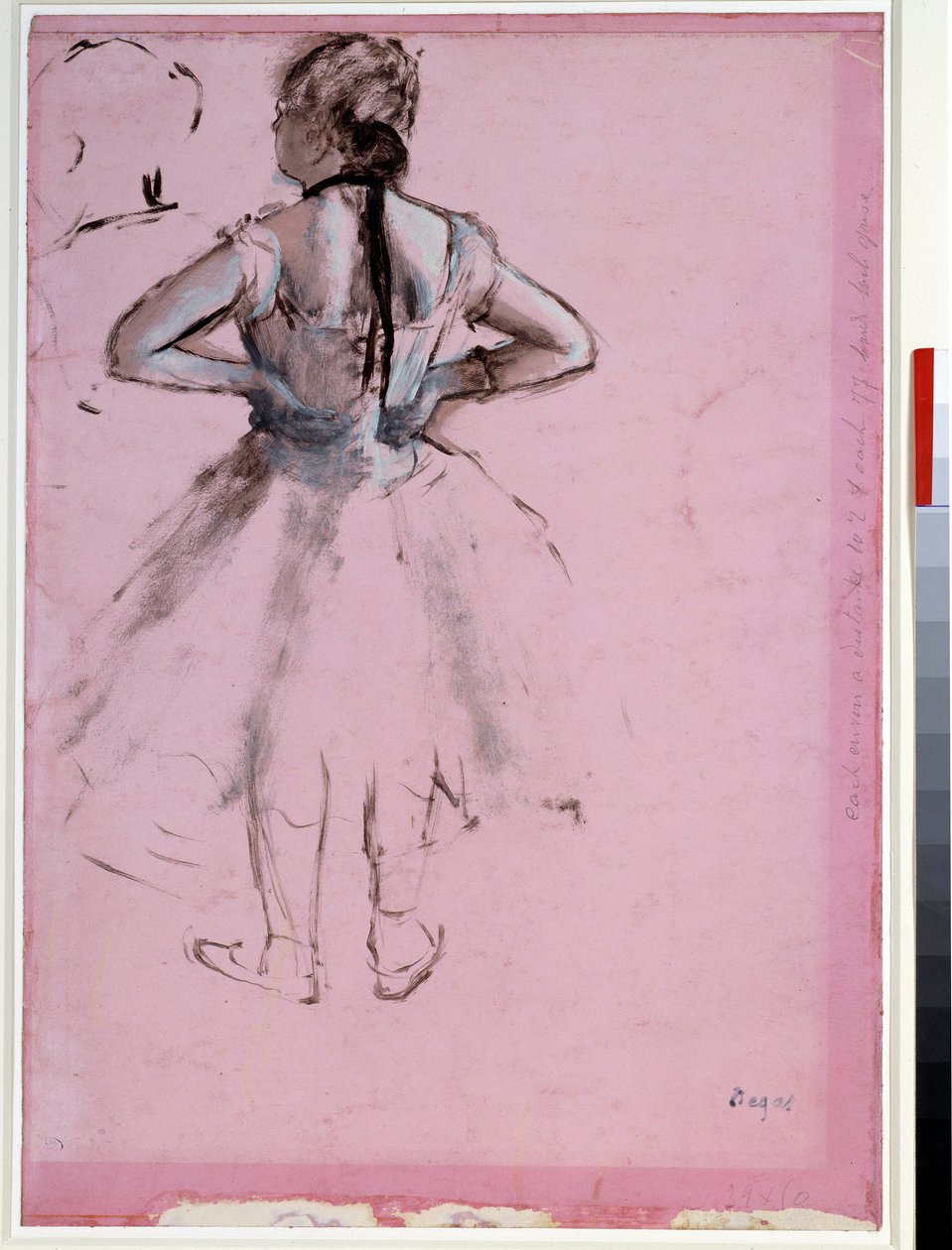 Danser bagfra, hænder på hofter Essence på pink papir af Edgar Degas (1834-1917) 1873 Dim. 0,39 x 0,27 cm Paris, Musée du Louvre af Edgar Degas
