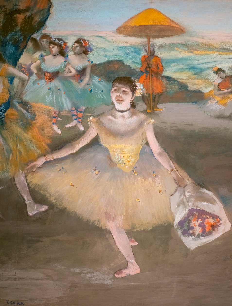 Danser med en velsignet buket (detalje). 1878. Pastel på velin papir maroufle på lærred. af Edgar Degas