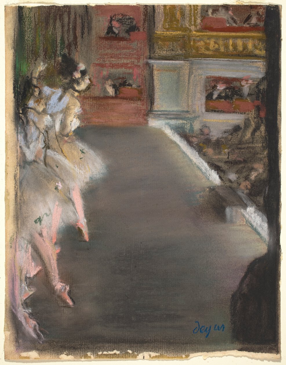Dansere ved det gamle operahus, ca. 1877 (pastel over monotypi på lagt papir) af Edgar Degas