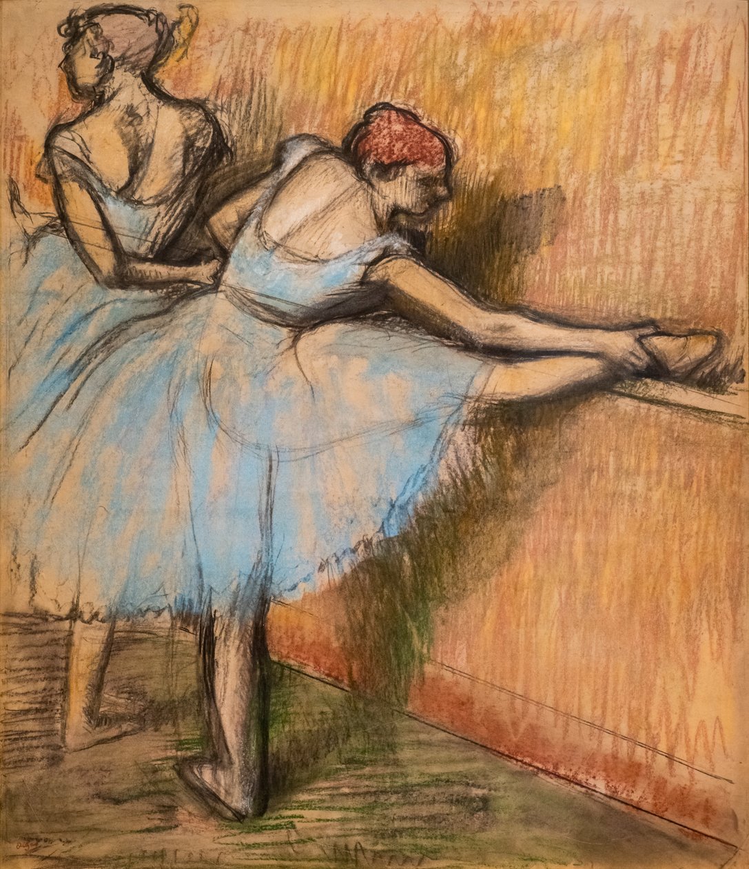 Dansere ved roret. Omkring 1900. Trækul og pastel på kalkerpapir limer fuldt ud på pap. af Edgar Degas