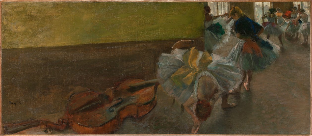 Dansere i øvelokalet med kontrabas, ca. 1882–85 (olie på lærred) af Edgar Degas