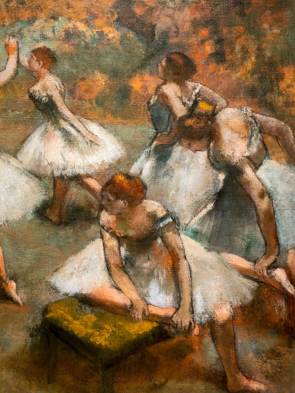 Dansere på scenen (detaljer). Omkring 1889-1894. Olie på lærred. af Edgar Degas