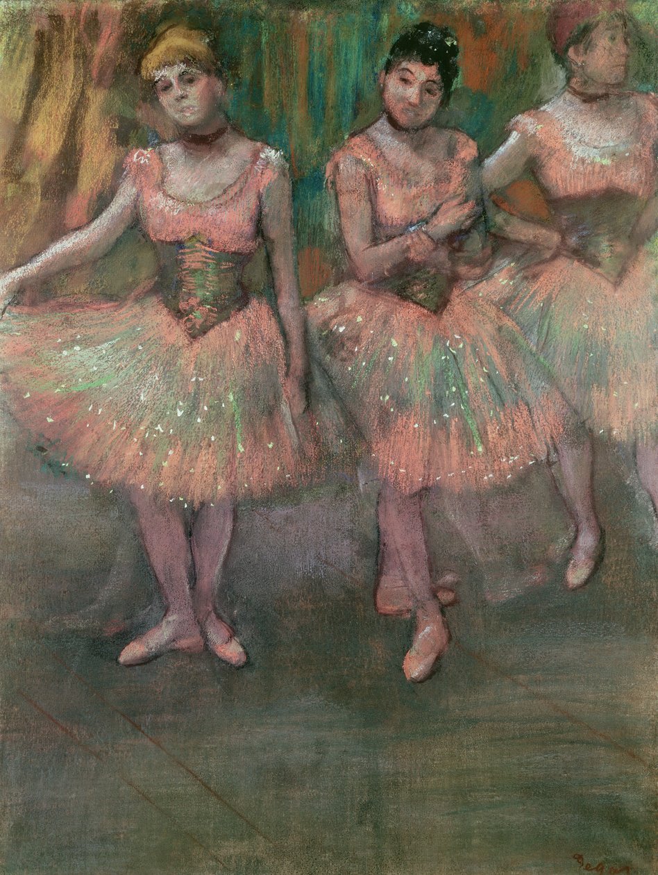 Dansere iført laksefarvede nederdele af Edgar Degas