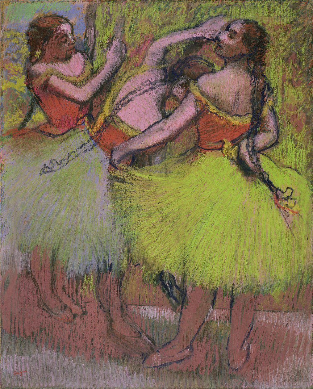 Dansere med hår i fletninger af Edgar Degas