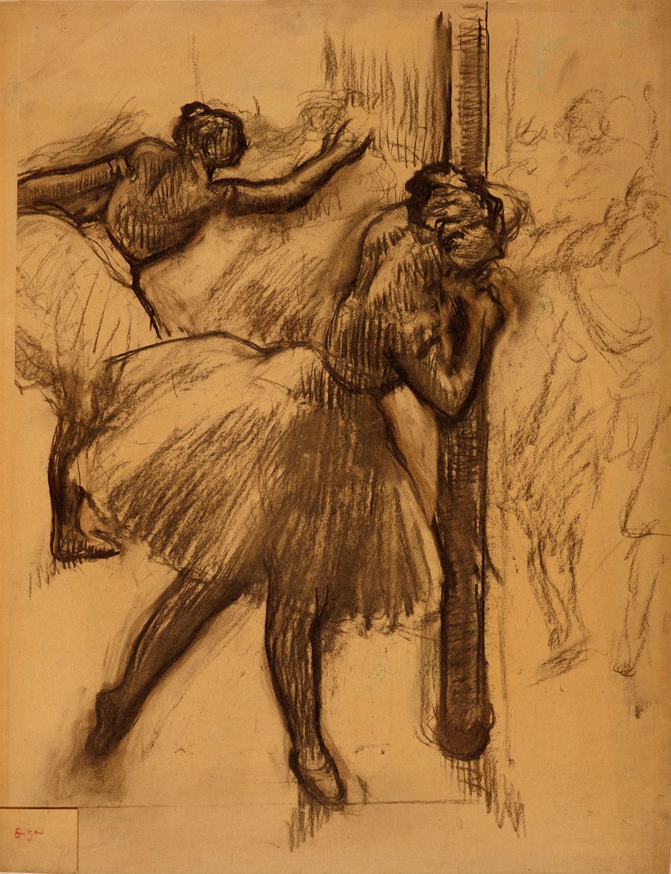 Danserinde lænet op ad en søjle af Edgar Degas
