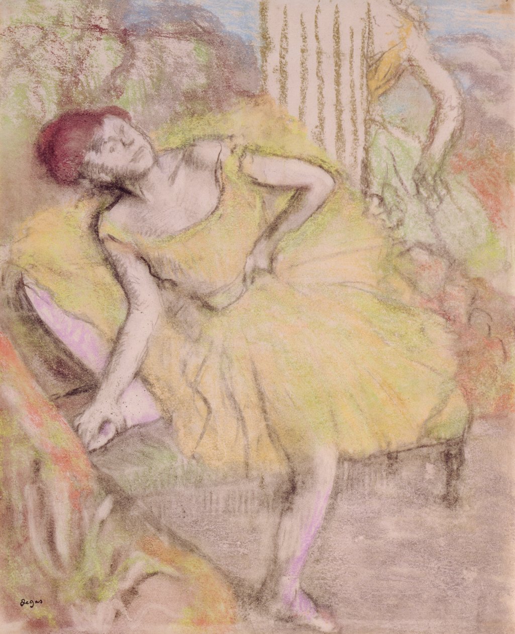 Resting Dancer, ca. 1897-1900 (pastel og kontrasikker på papir) af Edgar Degas