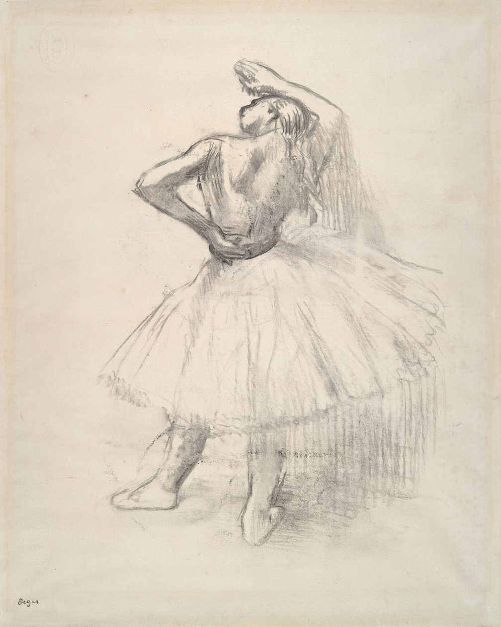 Danser stående, højre arm hævet? (Stående danser, højre arm hævet) af Edgar Degas