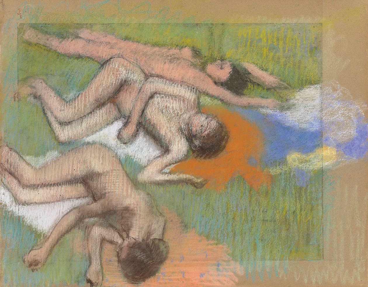 Degas - Efter et bad, tre nøgne kvinder, ca. 1890-1895 af Edgar Degas